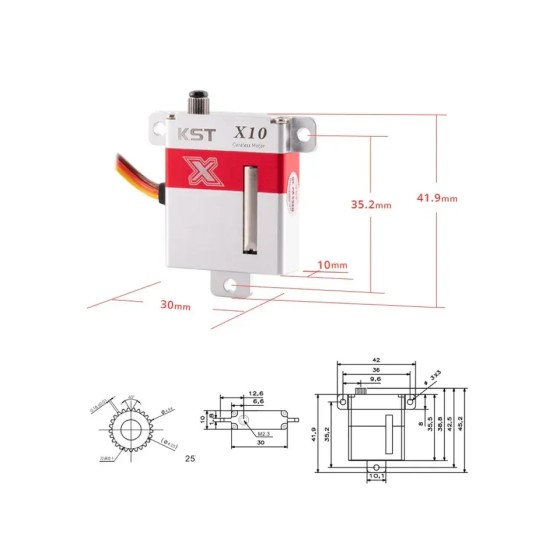 Original KST X10 V8.0 10kg 0.10 Sec Digital Metal Gear Glider Motor Accessory for RC FPV RC Car Robot Arm Helicopter Airplane